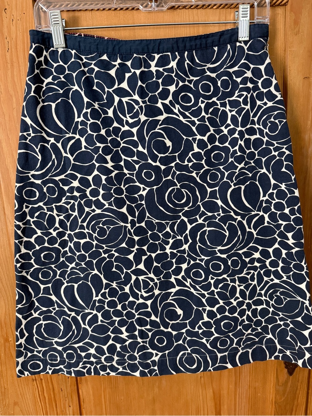 Boden Navy and White Floral A-Line Skirt